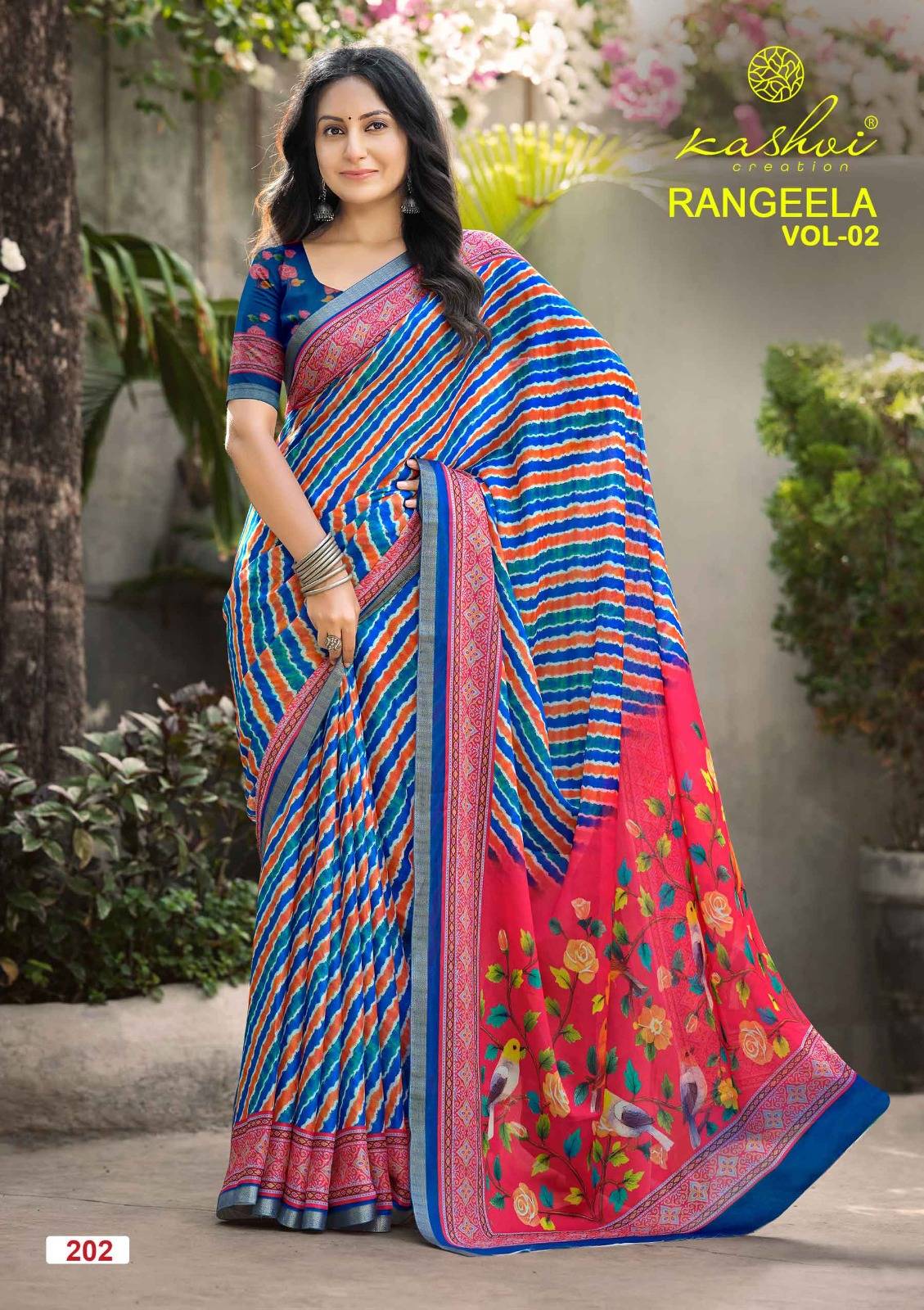 RANGEELA VOL- 2 By KASHVI CREATION 201 To 208 Series  Indian Traditional Wear Collection Beautiful Stylish Fancy Colorful Casuals Wear DULL MOSS KASAB BORDER Sarees At Wholesale Price
